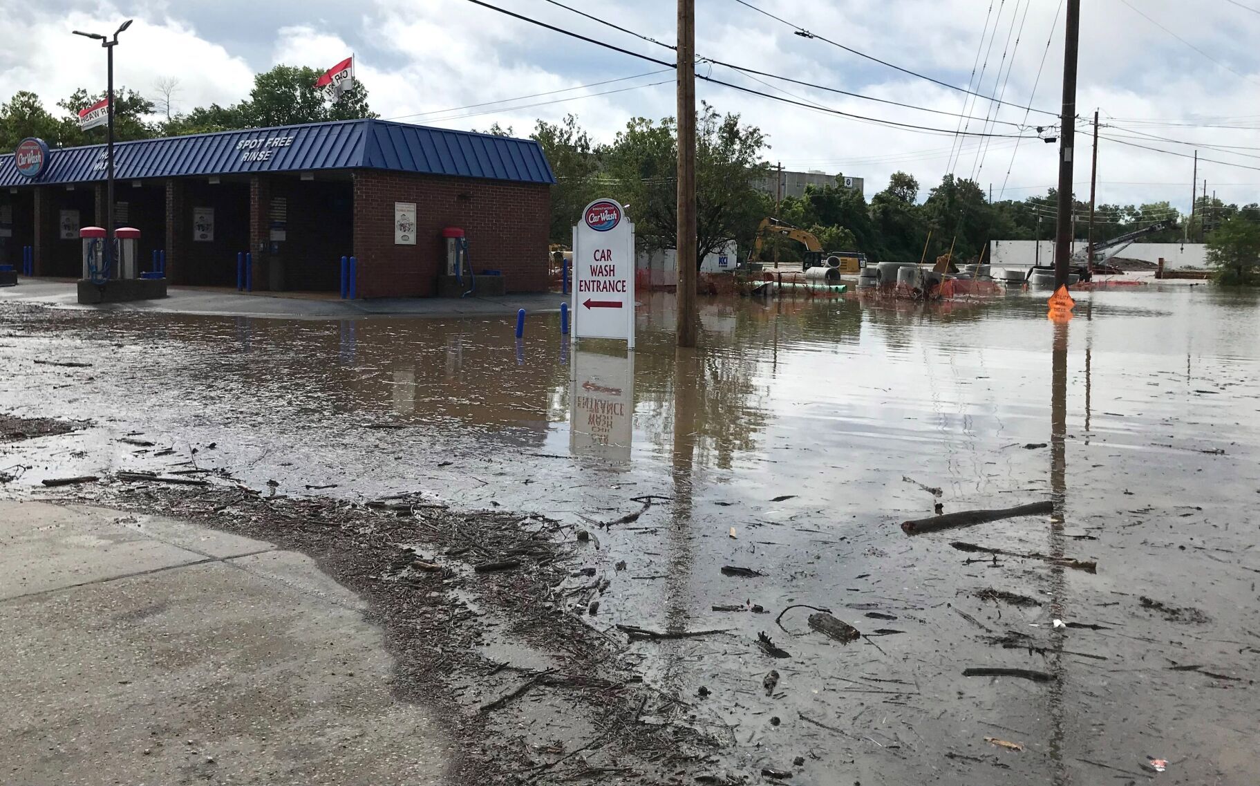 Manchester Road flooding near car wash